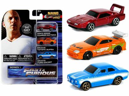 Set FAST FURIOUS 3 PC SET NANO HOLLYWOOD RIDES 1 65 Nice Car Collection