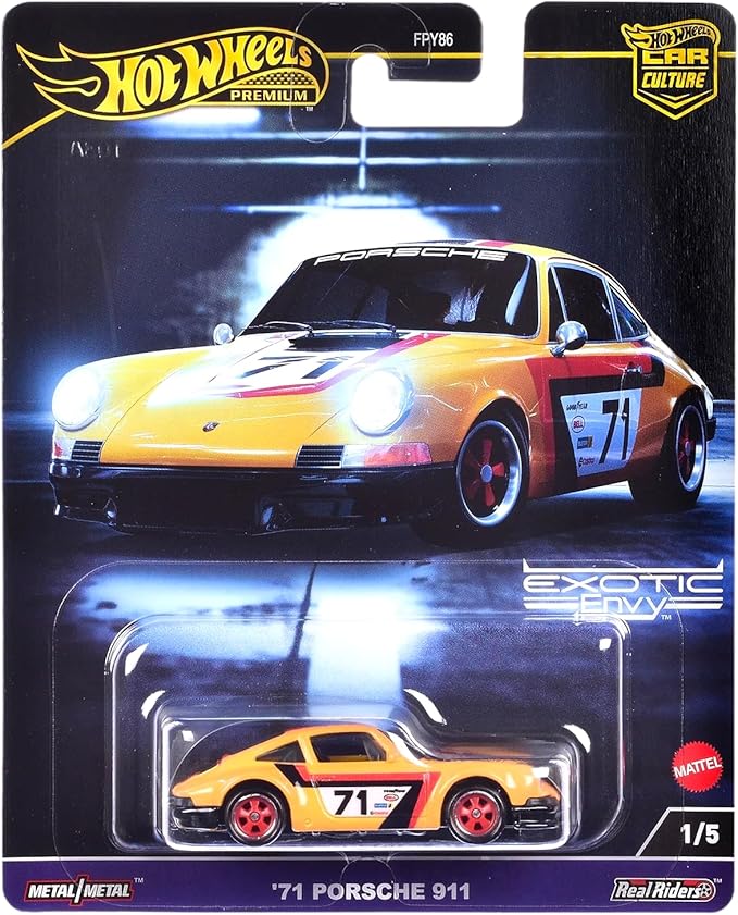 Hot Wheels Premium Car Culture, Exotic Envy 2025, 71 Porsche 911 Yellow, 1/5