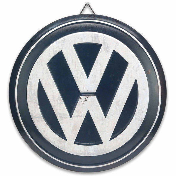 Volkswagen Logo Rustic Round Metal Sign