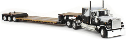 Mack Super-Liner with 60&quot; Flat Top Sleeper and Fontaine Renegade LXT40 Lowboy Trailer with Flip Axle in Black and Grey