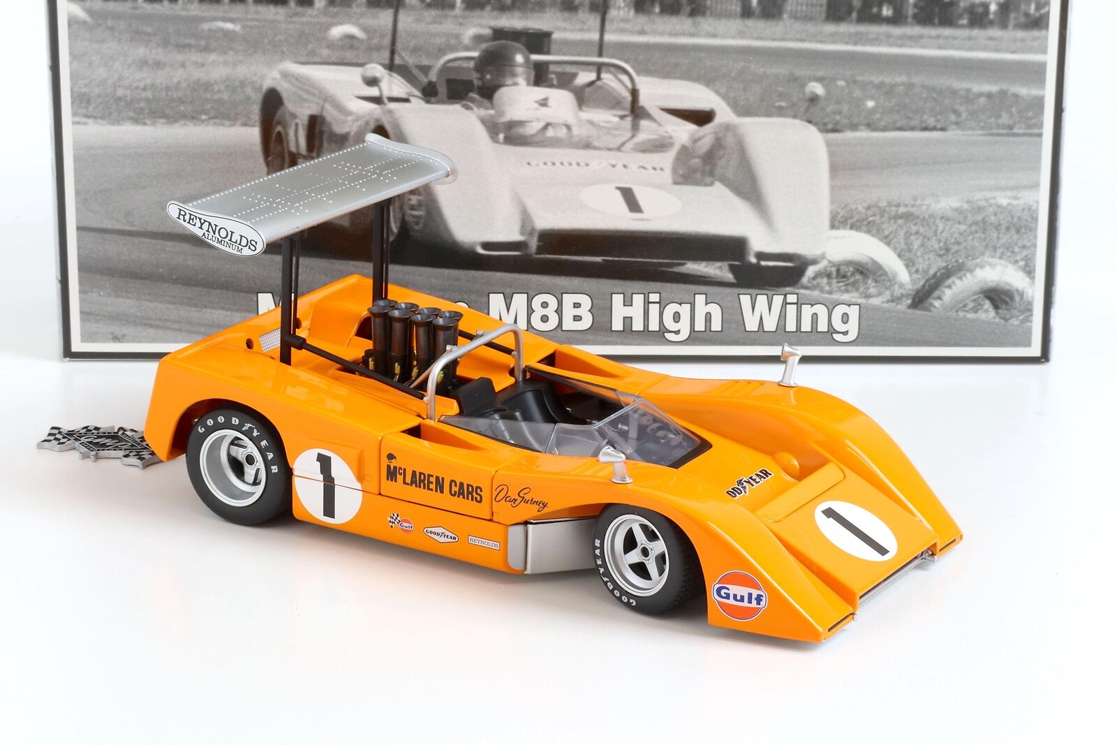 McLaren M8B High Wing CanAm Dan Gurney Orange 