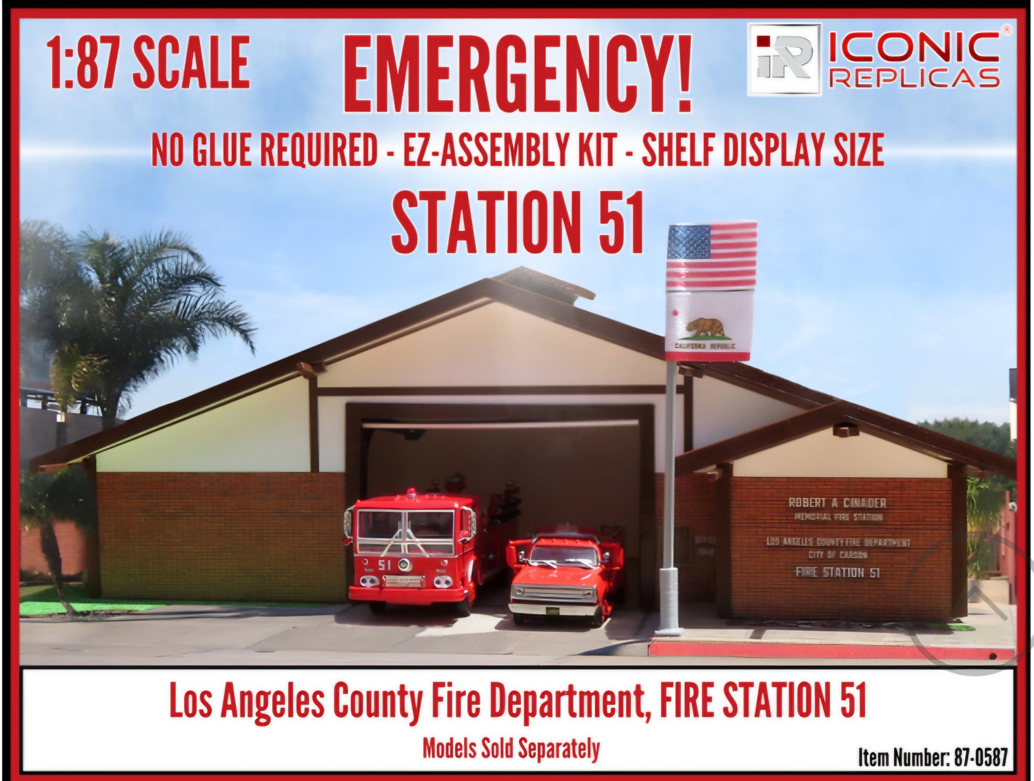 Emergency! Station 51- Station De Pompier-fire Station-diorama 1:87 