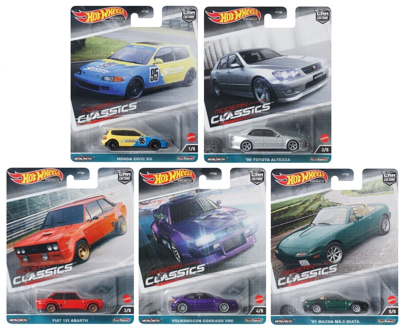 Hot Wheels Premium Car Culture 2023 &quot;Modern Classics&quot; Set of 5