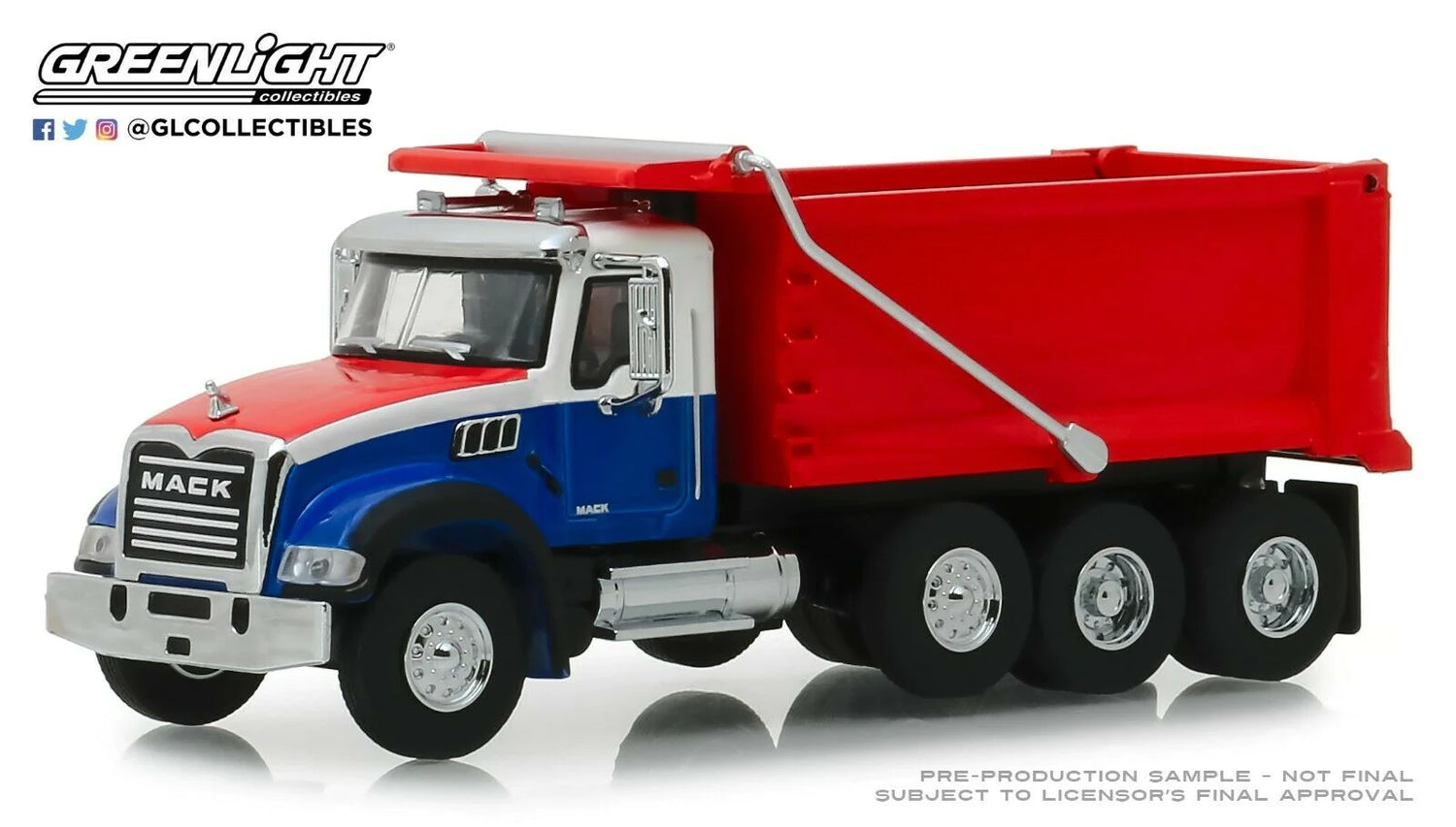 2019 MACK GRANITE DUMP TRUCK RED WHITE &amp; BLUE 1:64