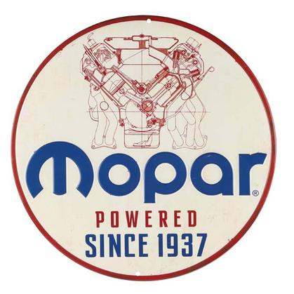 MOPAR POWERED EMBOSSED TIN SIGN 12&quot;x12&quot;