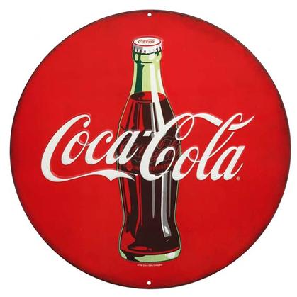 COCA-COLA ROUND EMBOSSED TIN SIGN 12&quot;