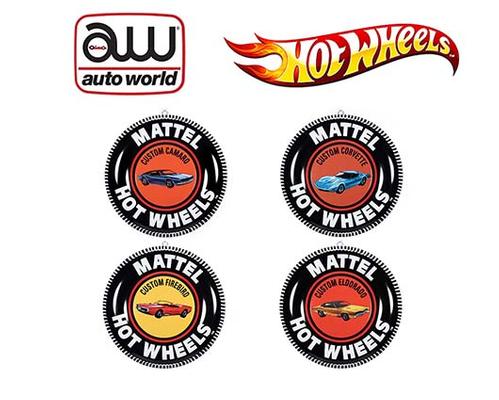 Auto World Tin Sign 12&quot; Hot Wheels Button Assortment R1