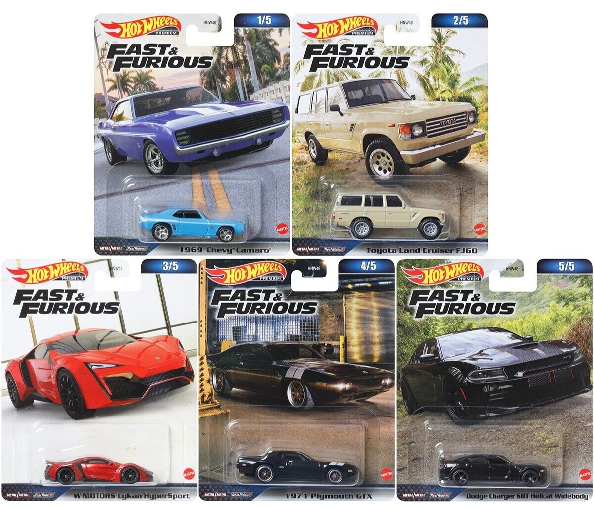 1/64 Set Hot Wheels Premium Car Culture 2023 Fast &amp; Furious Set of 5